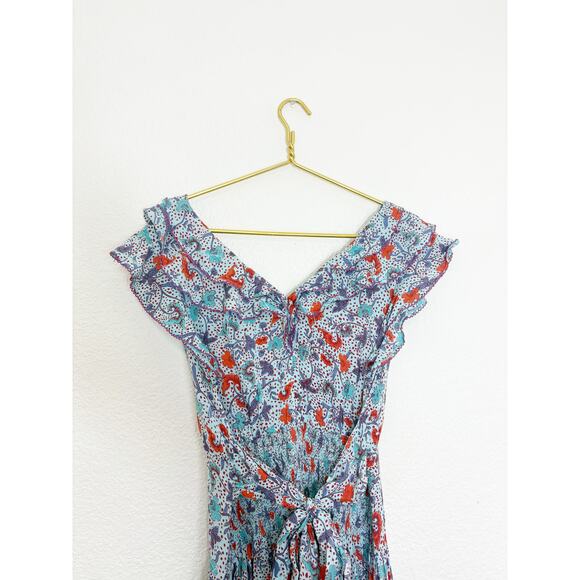 Poupette St Barth Women's Della Ruffled Mini Dress Size Medium Floral Smocked - Picture 12 of 14